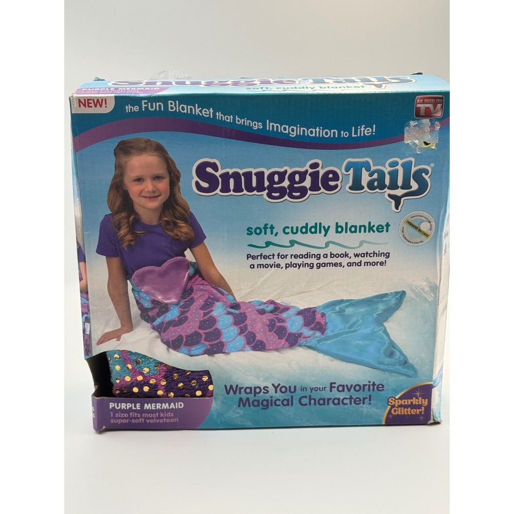 Snuggie Tails Purple Mermaid Wearable Blanket Kids One Size Soft Velveteen New